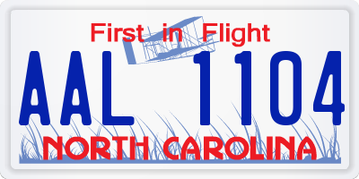 NC license plate AAL1104