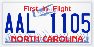 NC license plate AAL1105