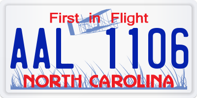 NC license plate AAL1106