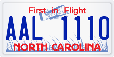 NC license plate AAL1110