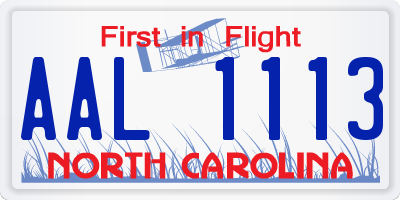 NC license plate AAL1113