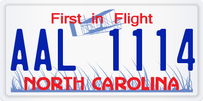 NC license plate AAL1114