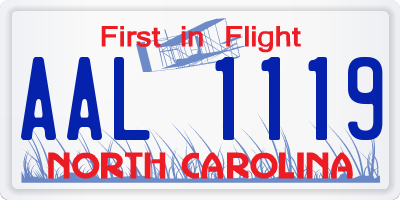 NC license plate AAL1119
