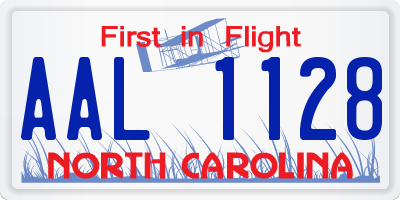 NC license plate AAL1128