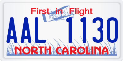 NC license plate AAL1130