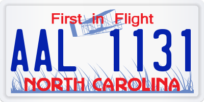 NC license plate AAL1131