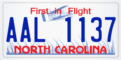 NC license plate AAL1137