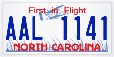 NC license plate AAL1141