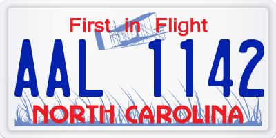 NC license plate AAL1142