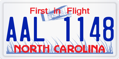 NC license plate AAL1148