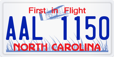 NC license plate AAL1150