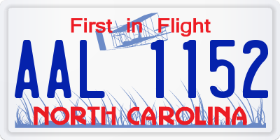 NC license plate AAL1152