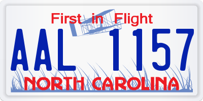 NC license plate AAL1157