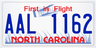 NC license plate AAL1162