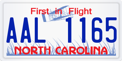 NC license plate AAL1165