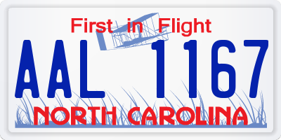 NC license plate AAL1167