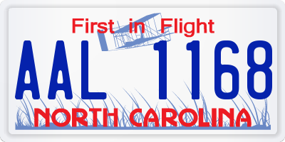 NC license plate AAL1168