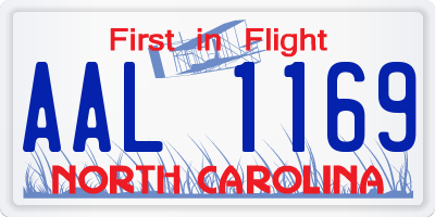 NC license plate AAL1169