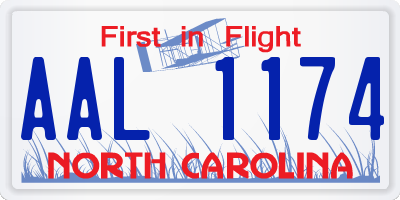 NC license plate AAL1174
