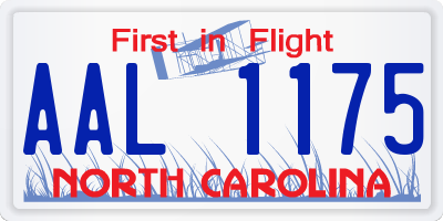 NC license plate AAL1175