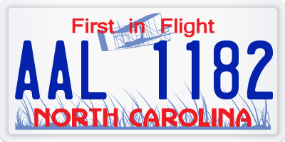 NC license plate AAL1182