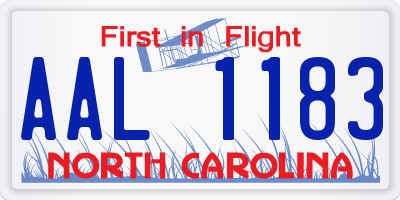 NC license plate AAL1183