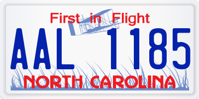 NC license plate AAL1185