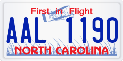 NC license plate AAL1190