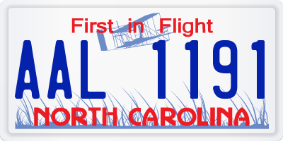 NC license plate AAL1191