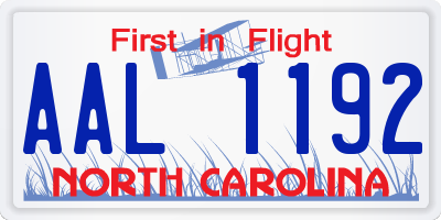 NC license plate AAL1192