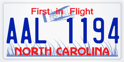 NC license plate AAL1194