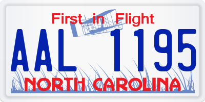 NC license plate AAL1195