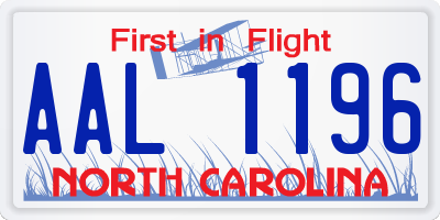 NC license plate AAL1196