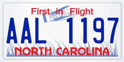 NC license plate AAL1197