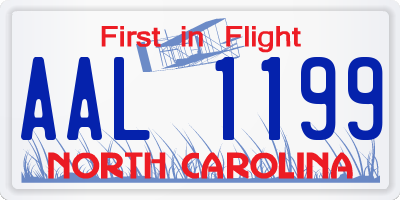 NC license plate AAL1199