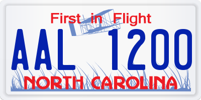 NC license plate AAL1200