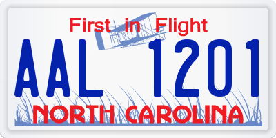 NC license plate AAL1201