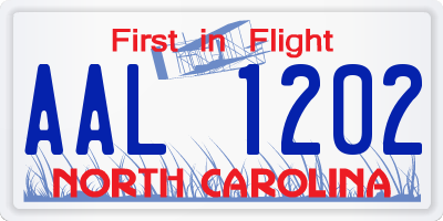 NC license plate AAL1202