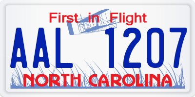 NC license plate AAL1207