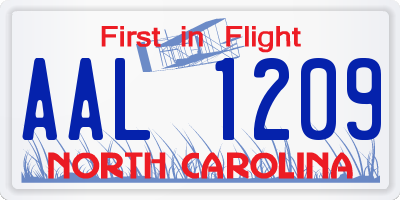 NC license plate AAL1209