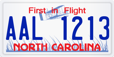 NC license plate AAL1213