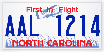NC license plate AAL1214