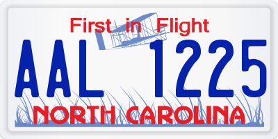 NC license plate AAL1225