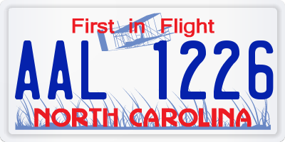 NC license plate AAL1226