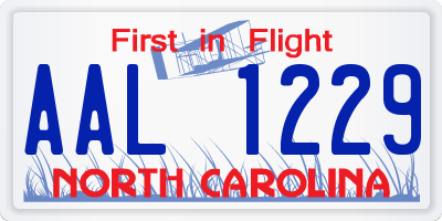 NC license plate AAL1229
