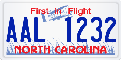 NC license plate AAL1232