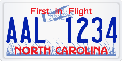 NC license plate AAL1234