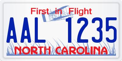 NC license plate AAL1235