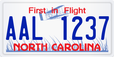 NC license plate AAL1237