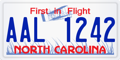 NC license plate AAL1242